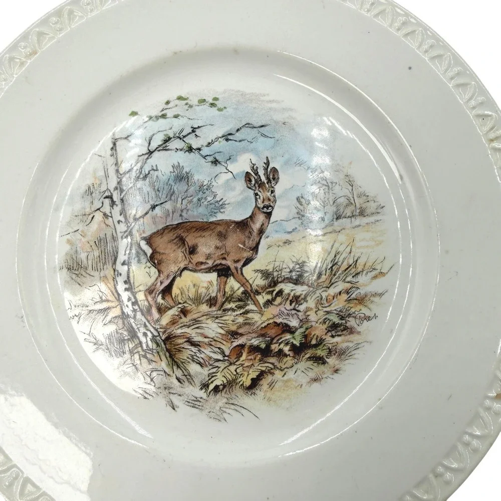 Villeroy‎ & Boch Fontainebleau Plate Xavier de Poret Roe Deer Made in Luxembourg